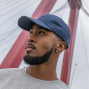 Logo Printed Impact 6 Panel Recycled Cotton Cap with AWARE™ Tracer in Navy from Total Merchandise
