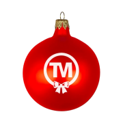Promotional 80mm Glass Baubles in Red printed with your company logo from Total Merchandise