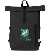 Customisable Rolltop Waterproof Recycled Backpack in Black from Total Merchandise