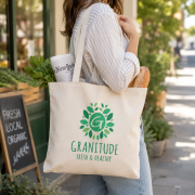 Lifestyle image of the Heavyweight Zippered Cotton Tote Bags by Total Merchandise