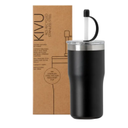 Promotional Kivu 500ml Recycled Insulated Cup in Black printed with your logo from Total Merchandise