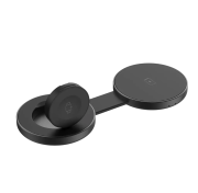 Customisable Noir Clam Wireless Charger in Black branded with your logo from Total Merchandise