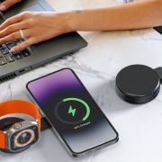 Custom Printed Noir Clam Wireless Charger in Black branded with your logo from Total Merchandise