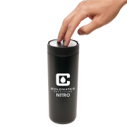 Promotional 600ml Pushpour Recycled Stainless Steel Tumbler in Black from Total Merchandise