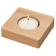 Promotional Bamboo Tealight Holder in Bamboo with a design from Total Merchandise