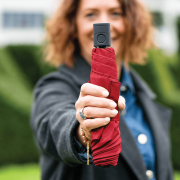 Personalised FARE Automatic Telescopic Umbrella in Red branded with your logo from Total Merchandise