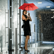 Personalised FARE Automatic Telescopic Umbrella in Red branded with your logo from Total Merchandise