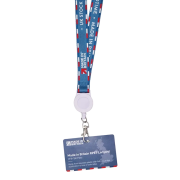 rPET Lanyard with Ski Pass Reel & Printed Card in White/White