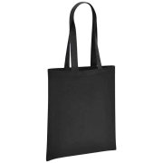 Promotional Coloured Brand Lab Organic Cotton Long Handle Shopper in Black from Total Merchandise
