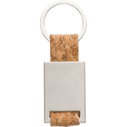 Customisable Cork and Metal Keyring in Brown/Silver engraved with your logo from Total Merchandise