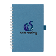 Custom Printed A5 Recycled Milk Carton Spiral Notebook in Steel Blue from Total Merchandise