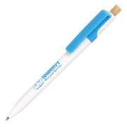 Custom printed rPET Wave Ballpen in Cyan with a design from Total Merchandise