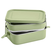 Open Tintoretto Recycled Stainless Steel Lunchbox with a design from Total Merchandise