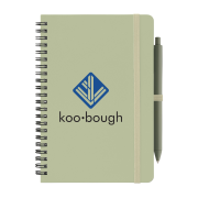 Custom printed A5 Repreve Spiral Jotter Notepads in Sage with design from total Merchandise