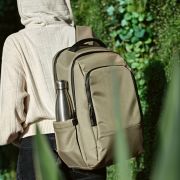 Lifestyle image of the 17" Waterproof Recycled Laptop Backpack from Total Merchandise