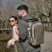 Lifestyle image of the 17" Waterproof Recycled Laptop Backpack from Total Merchandise