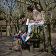 Lifestyle image of the 17" Waterproof Recycled Laptop Backpack from Total Merchandise