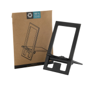 An image of the RCS Recycled Plastic Foldable Phone Stand and packaging from Total Merchandise