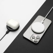 Lifestyle image of the RCS Recycled Magnetic 3 in 1 Charging Pad in White from Total Merchandise
