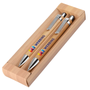 Promotional Rodeo Bamboo Pen & Pencil Set in Gift Box in Bamboo from Total Merchandise
