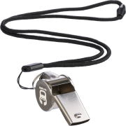 Promotional Metal whistles in Silver branded with your company logo from Total Merchandise