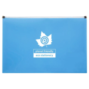 Logo branded Eco Recycled A4 Expanding Zip File in Blue from Total Merchandise