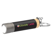Logo Branded Recycled Aluminium Keychain Torch in Black from Total Merchandise