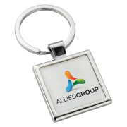 Custom Branded Square Alloy Injection Keyring in Silver with your logo from Total Merchandise