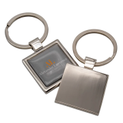 Customisable Square Alloy Injection Keyring in Silver with your logo from Total Merchandise