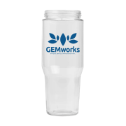 Lid off of the 1L Recycled Glass Straw Tumbler with a design from Total Merchandise