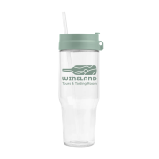 Branded 1L Recycled Glass Straw Tumbler in Sage with a design from total Merchandise