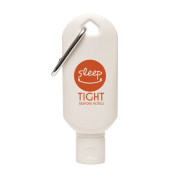 Promotional 30 SPF Carabiner Sun Cream in White branded with your logo from Total Merchandise
