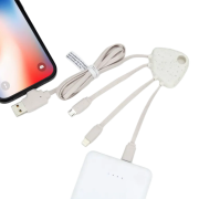 Printed Eco 1M Jellyfish Charging Cable in Off White branded with your logo from Total Merchandise