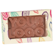 Promotional printed 30g 3D Moulded Logo Chocolate Bar in White with a design from Total Merchandise