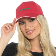 Promotional Ultimate Sandwich Peak 5 Panel Cap in Red branded with your logo from Total Merchandise