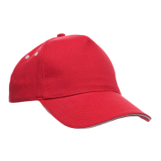 Customisable Ultimate Sandwich Peak 5 Panel Cap in Red branded with your logo from Total Merchandise