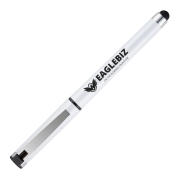 Custom Branded Gel Roller Pen with Stylus in White printed with your logo from Total Merchandise