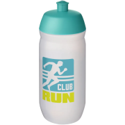 UK Printed 500ml HydroFlex™ Squeeze Sports Bottles in Frosted Clear/Aqua from Total Merchandise