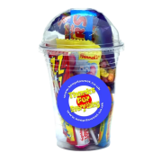 Custom Branded Clear Smoothie Cups Filled With Sweets in White printed with your company logo