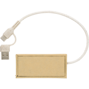 Personalisable Aluminium Recycled Paper USB Hub in Brown from Total Merchandise