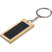 Personalisable Rectangular Inlay Bamboo Keyrings in Natural/Black branded with your company logo