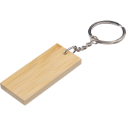 Customisable Rectangular Inlay Bamboo Keyrings in Natural/Black branded with your company logo