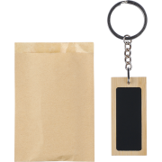 Promotional Rectangular Inlay Bamboo Keyrings in Natural/Black branded with your company logo