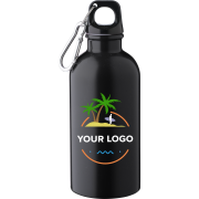 Customisable 400ml Recycled Stainless Steel Single Walled Bottle in Black from Total Merchandise