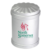 Customisable Stress Dustbin in Silver printed with your logo from Total Merchandise