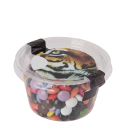 Promotional Eco Sweet Tub with Chocolate Beans in Neutral branded with your logo in full-colour