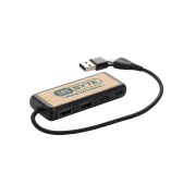 Logo Branded Recycled Plastic & Bamboo Dual USB Hub in Black/Natural from Total Merchandise