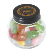 Branded Small Glass Jar with Jelly Beans in Black from Total Merchandise