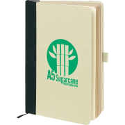 Customisable Maxton Eco Sugarcane A5 Notebooks in Natural/Black printed with your company logo