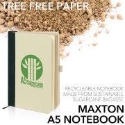 Logo Printed Maxton Eco Sugarcane A5 Notebooks branded with your logo from Total Merchandise